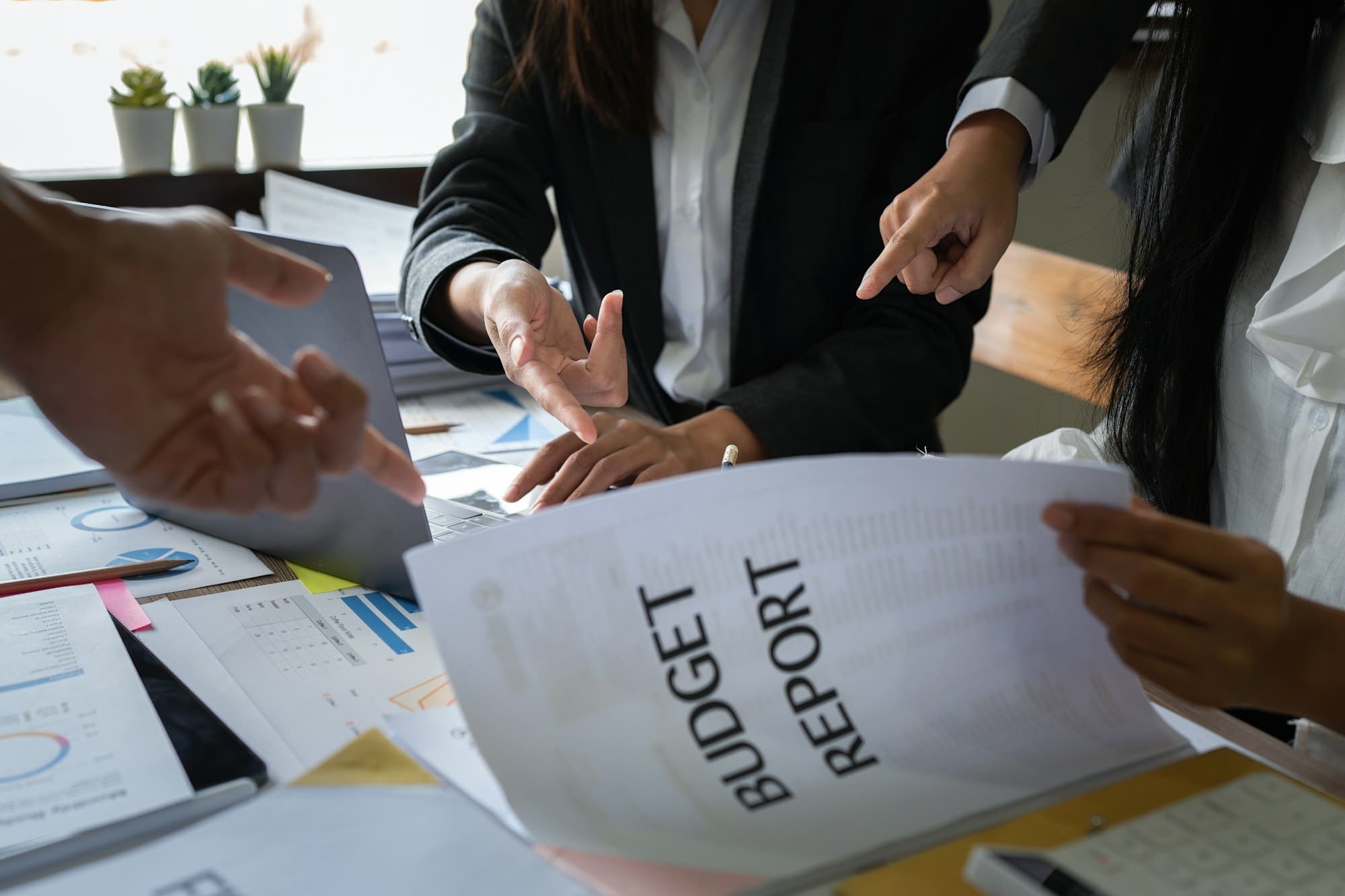 Group of fund manager analyzing big data for future investment